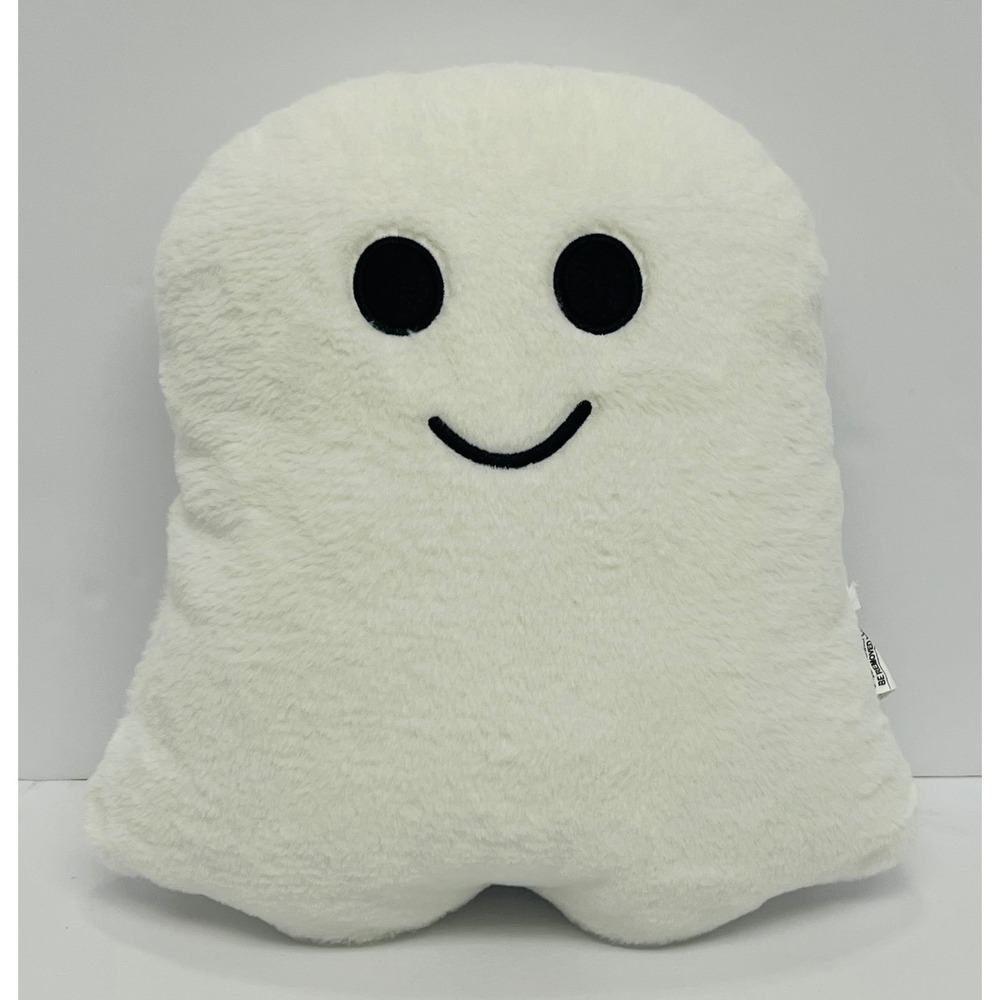 Target White Ghost Decorative Pillow Halloween Faux Fur Smiley Face 12x13.5